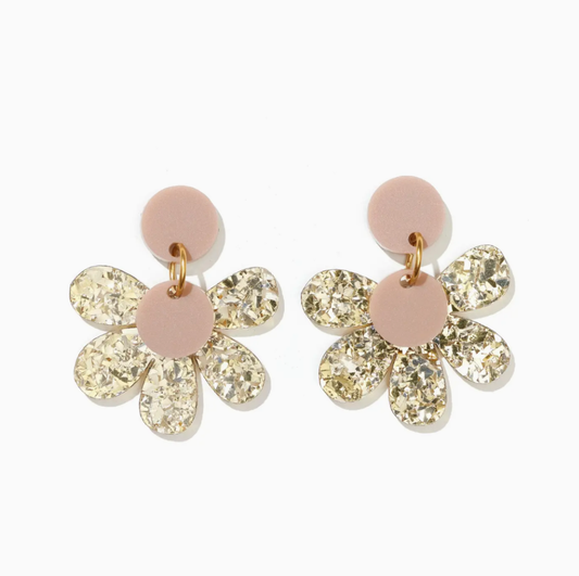 Pre-order Posey Earrings - gold glitter