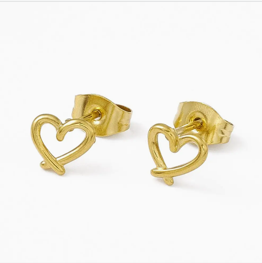 PRE-ORDER My Heart gold stud earrings