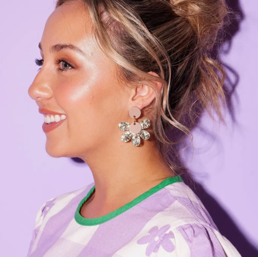 Pre-order Posey Earrings - gold glitter